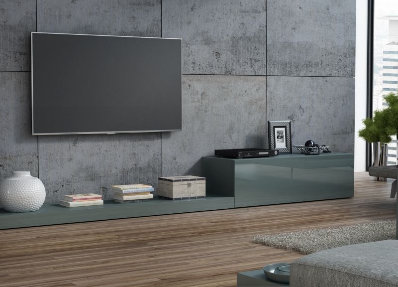 LIFE TV Stand grey/grey gloss