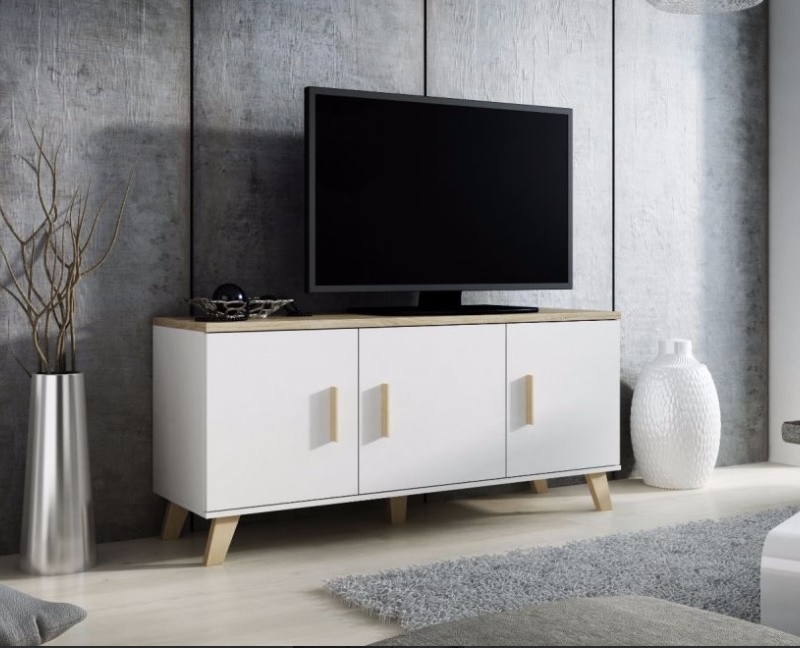 Chest of drawers LOTTA 150 3D dimond white/lsonoma oak