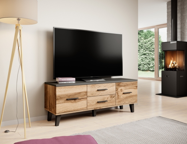 TV stand LOTTA 140 2D2S wotan oak/black