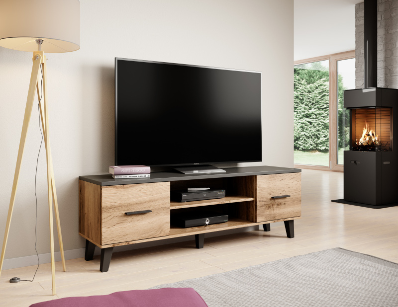 TV stand LOTTA 160 2D2K wonat oak/black