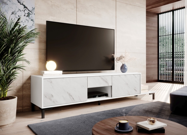 MARMO TV STAND RTV2D1S1K white