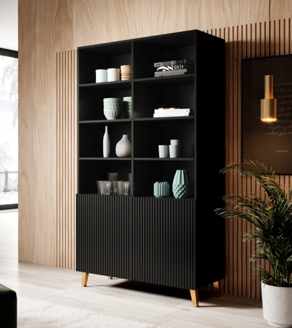 PAFOS Standing bookcase black/black