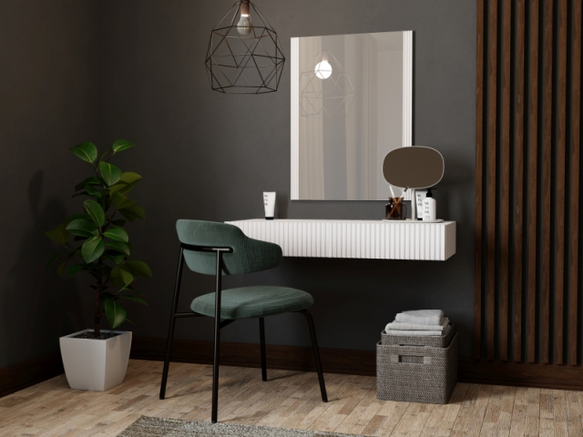 PAFOS vanity table ( hanging ) and mirror white/white