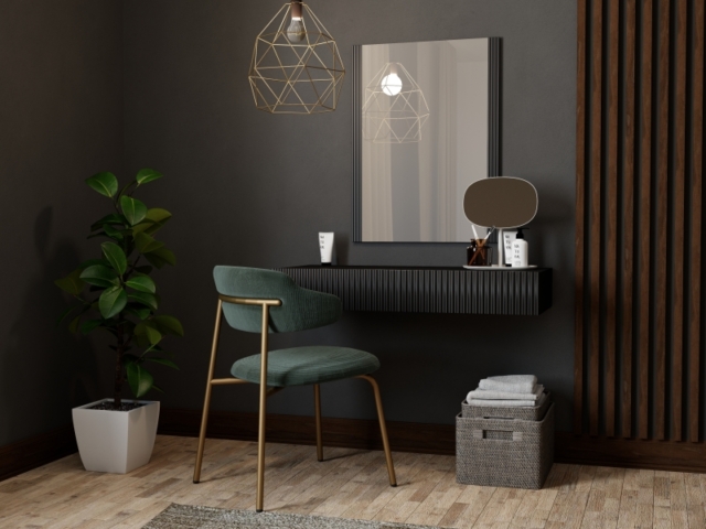 PAFOS vanity table ( hanging ) and mirror BLACK/BLACK