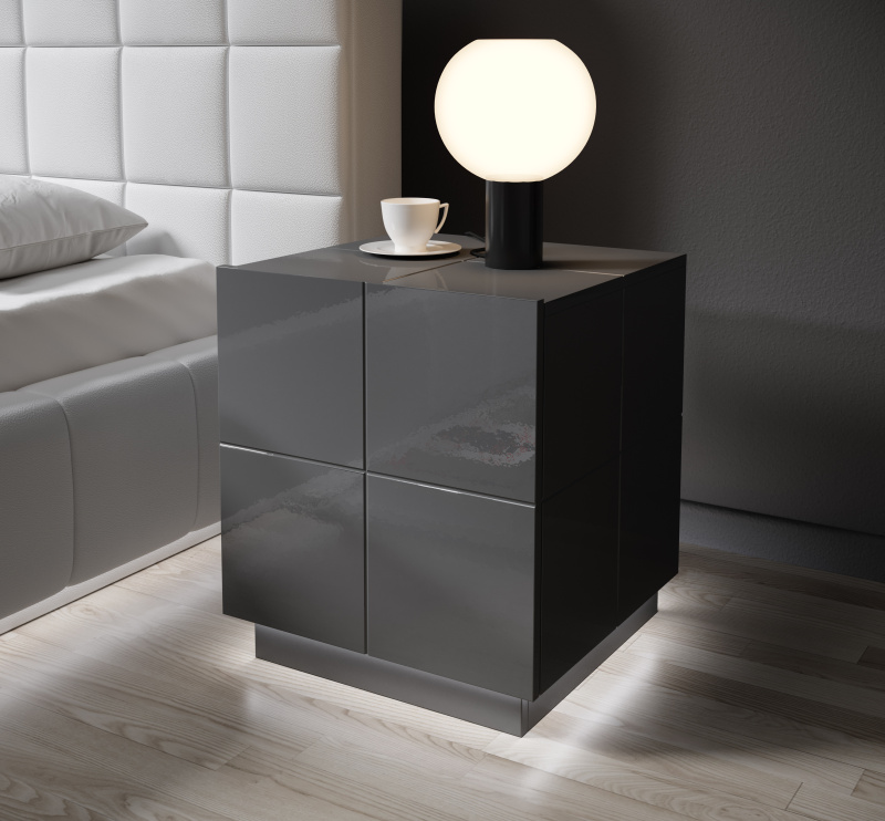 bedside cabinet REJA (set of 2) graphite gloss/graphite gloss