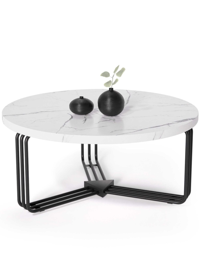 ANTICA coffee table top - white marble, frame - black (2box = 1pc)