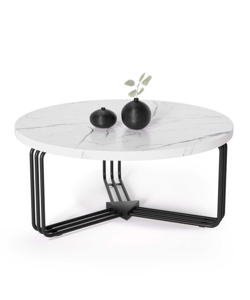 ANTICA coffee table top - white marble, frame - black (2box = 1pc)