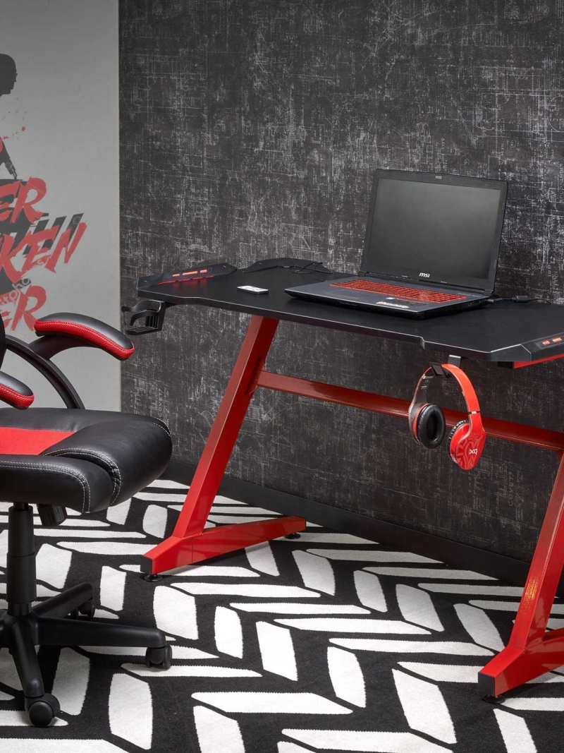 B49 desk black / red