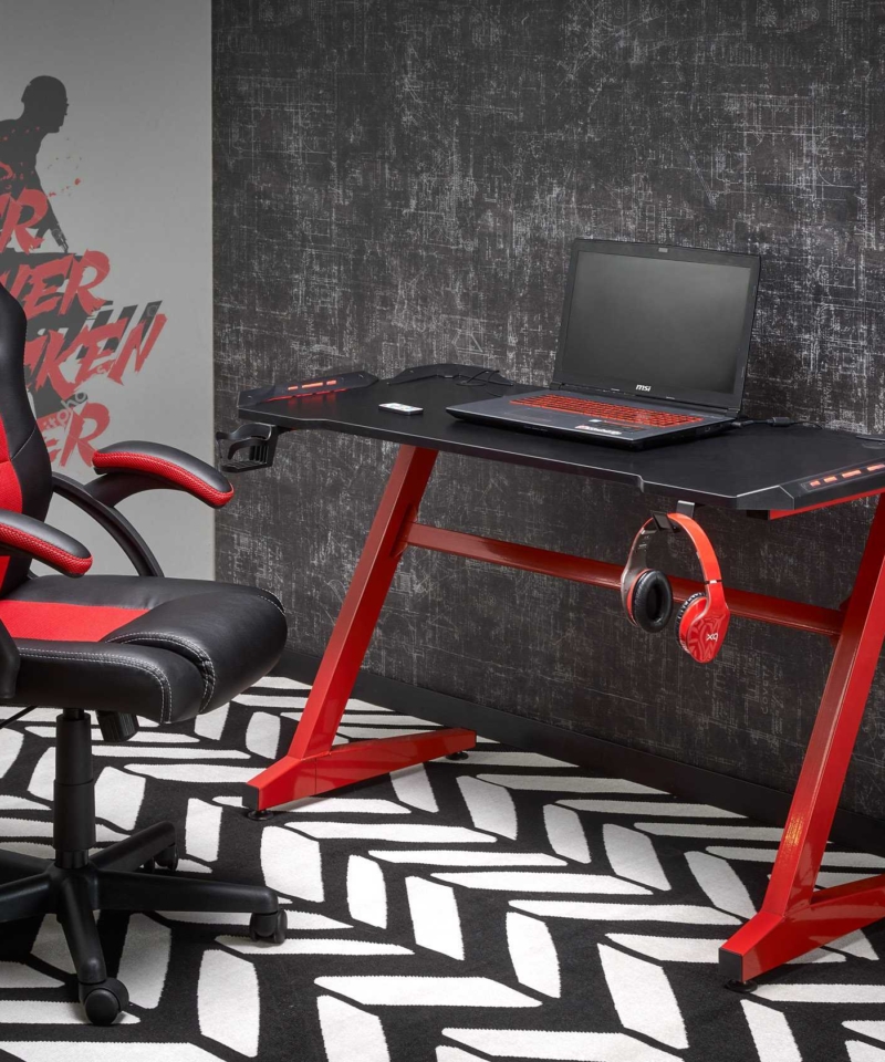 B49 desk black / red