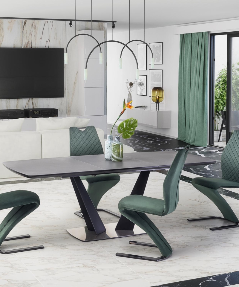 FANGOR extension table, color: top - dark grey, legs - black