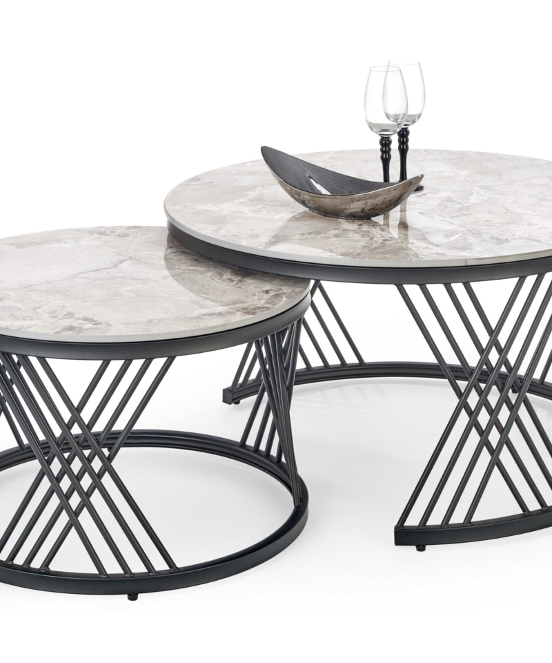 FLAMINGO set of 2 coffee tables, grey marble