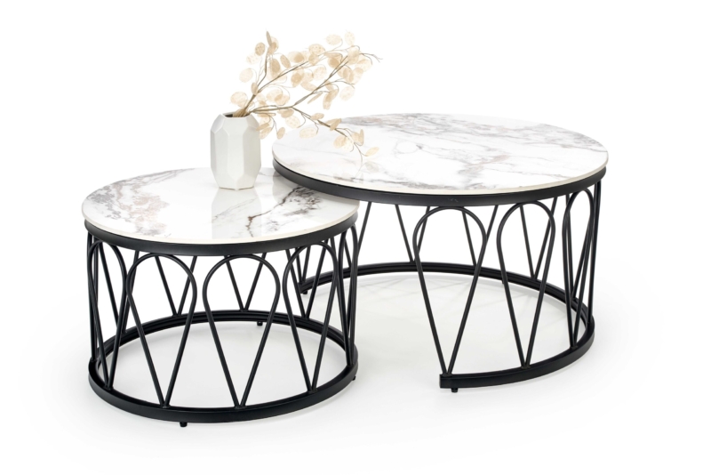FORMOSA set of 2 coffee tables, white marble