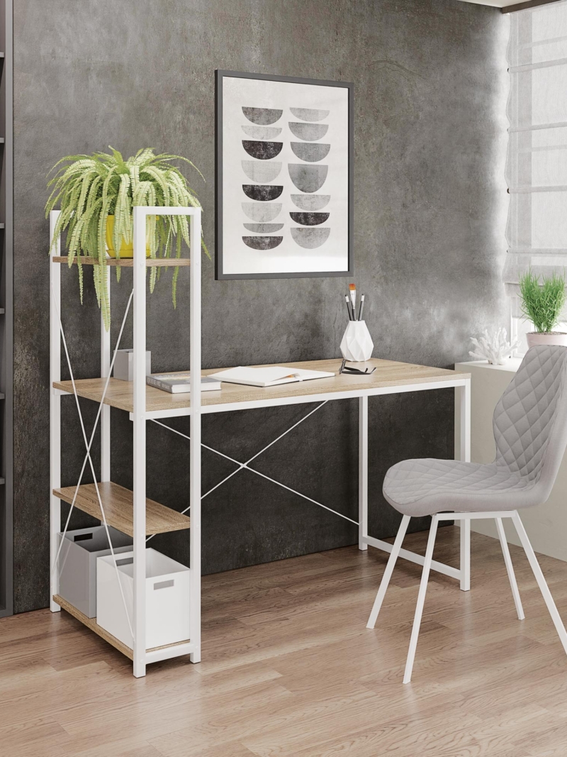 NARVIK B1 desk white / sonoma oak