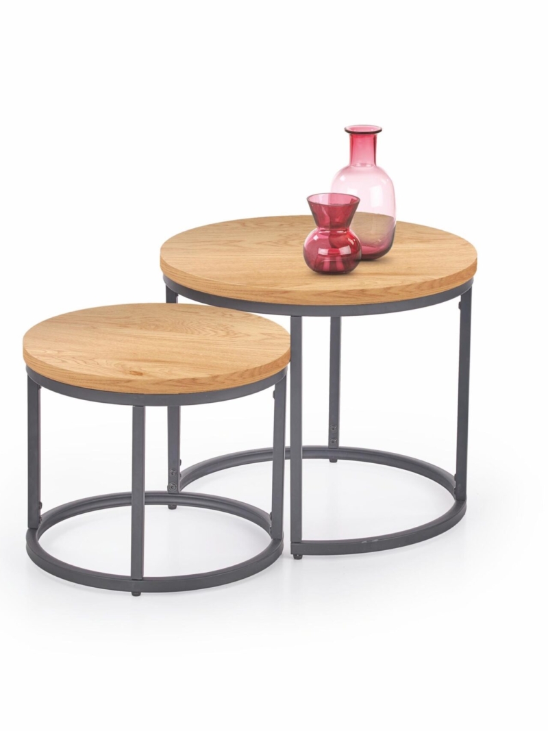 OREO set of two c. tables - golden oak / black