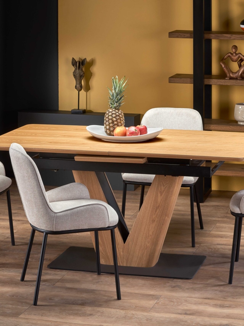 UMBERTO table natural oak, leg natural oak/black