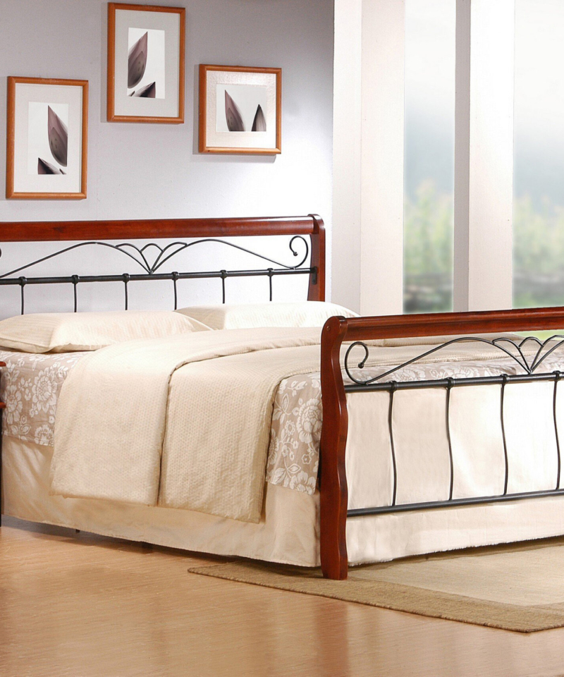 VERONICA bed 160 cm color: ant. cherry/black