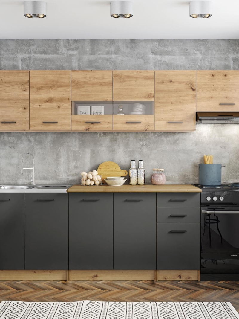 Köögimööbel Perla 260 Artisan oak - Dark grey