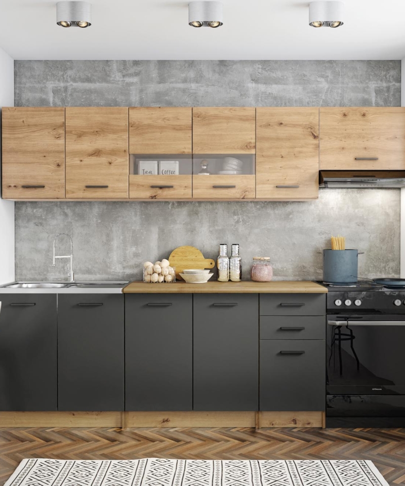 Köögimööbel Perla 260 Artisan oak - Dark grey