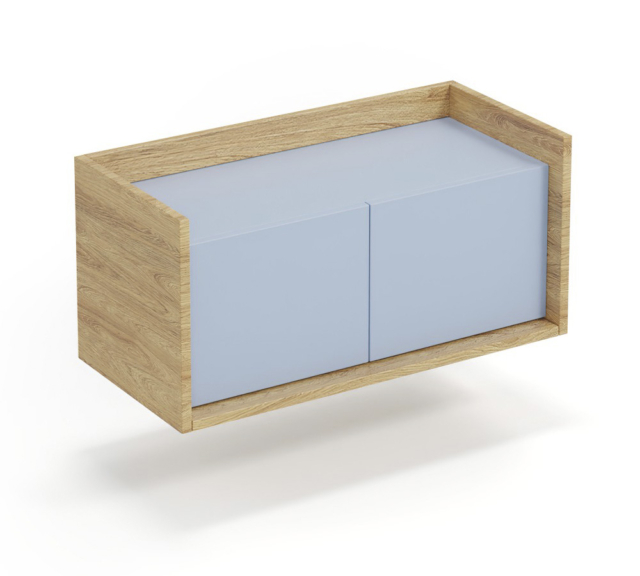 MOBIUS low cabinet 2D color: hikora oak/light blue