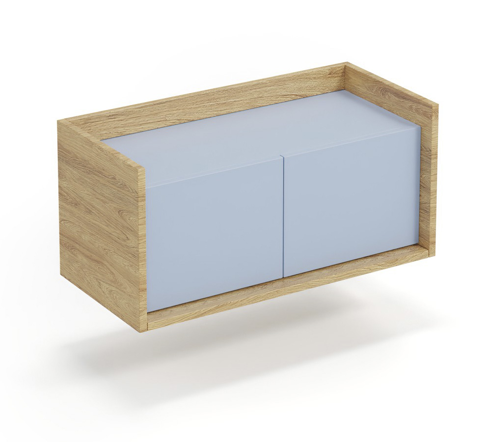 MOBIUS low cabinet 2D color: hikora oak/light blue