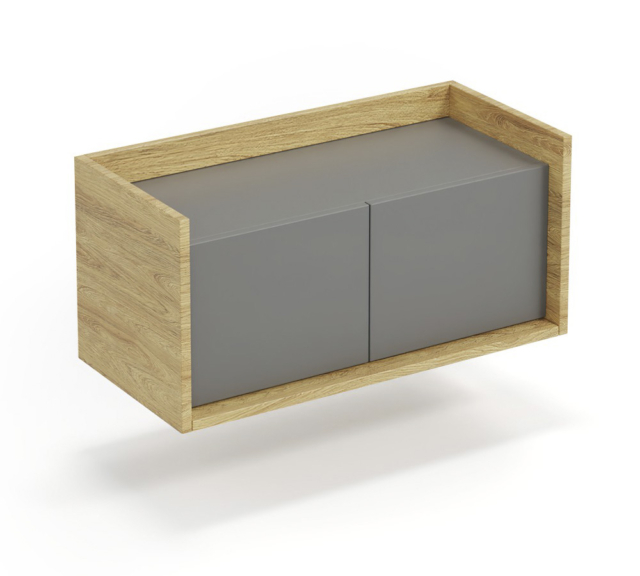 MOBIUS low cabinet 2D color: hikora oak/grey