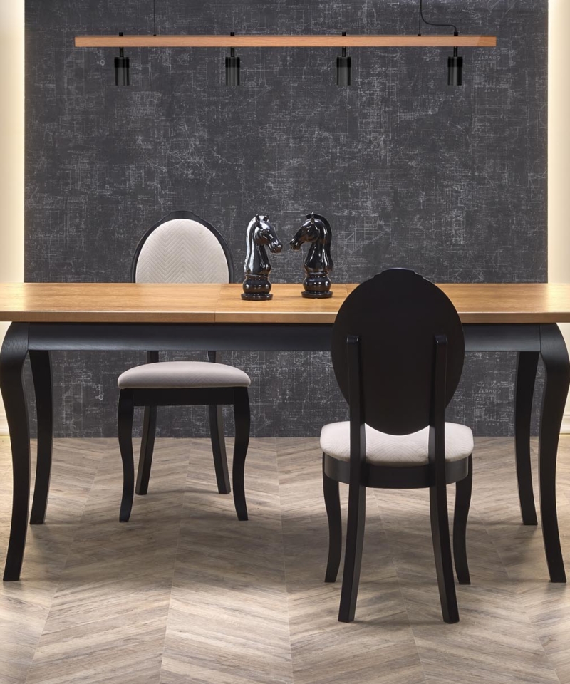 WINDSOR extension table, color: dark oak/black