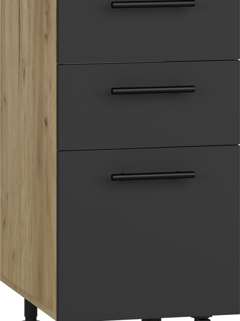VENTO DS3-40/82 lower cabinet with drawers, color: craft oak/antracite