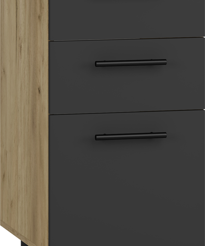 VENTO DS3-40/82 lower cabinet with drawers, color: craft oak/antracite