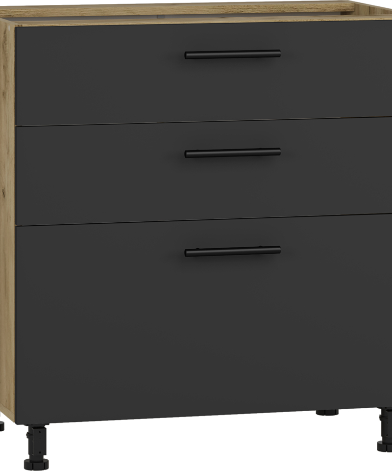 VENTO DS3-80/82 lower cabinet with drawers, color: craft oak/antracite
