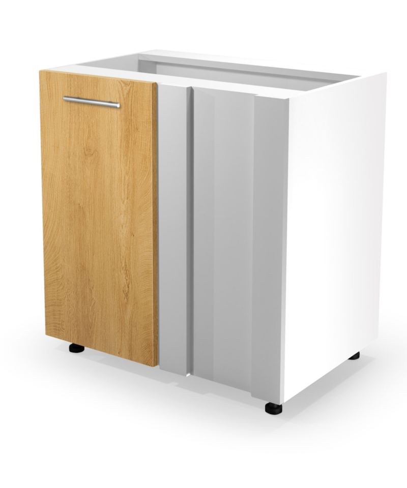 VENTO DN-100/82 corner lower cabinet, color: white / honey oak