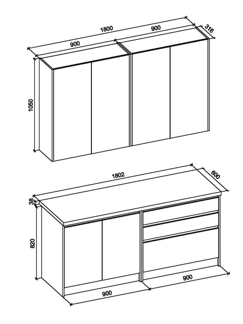 Alternative view of Köögimööbel IDEA 180 - antratsiit/wotan tamm