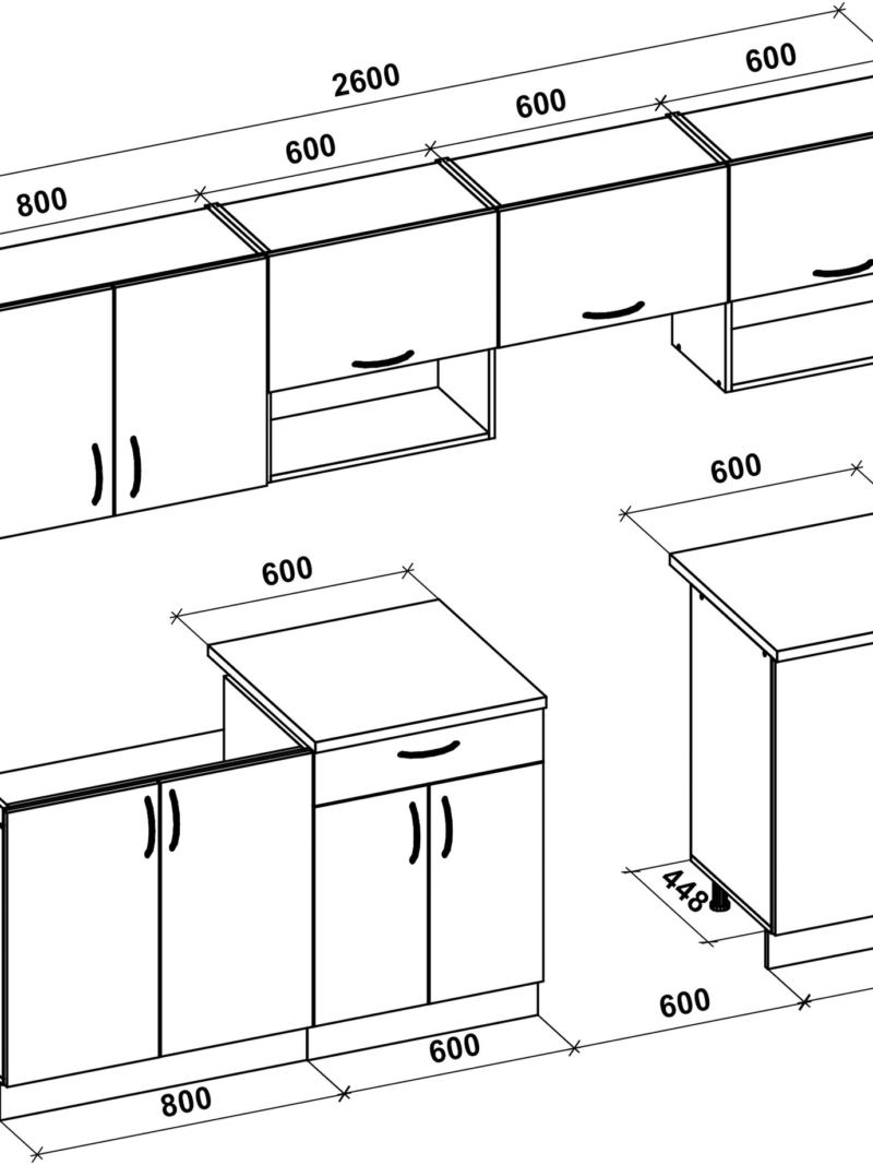 Alternative view of Köögimööbel VIOLA 260 - sonoma tamm/valge läikega
