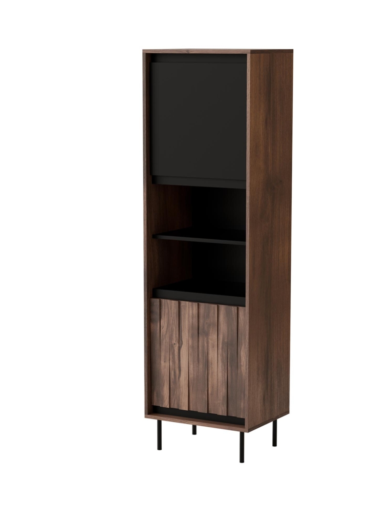 SWING W-1 display cabinet walnut / black