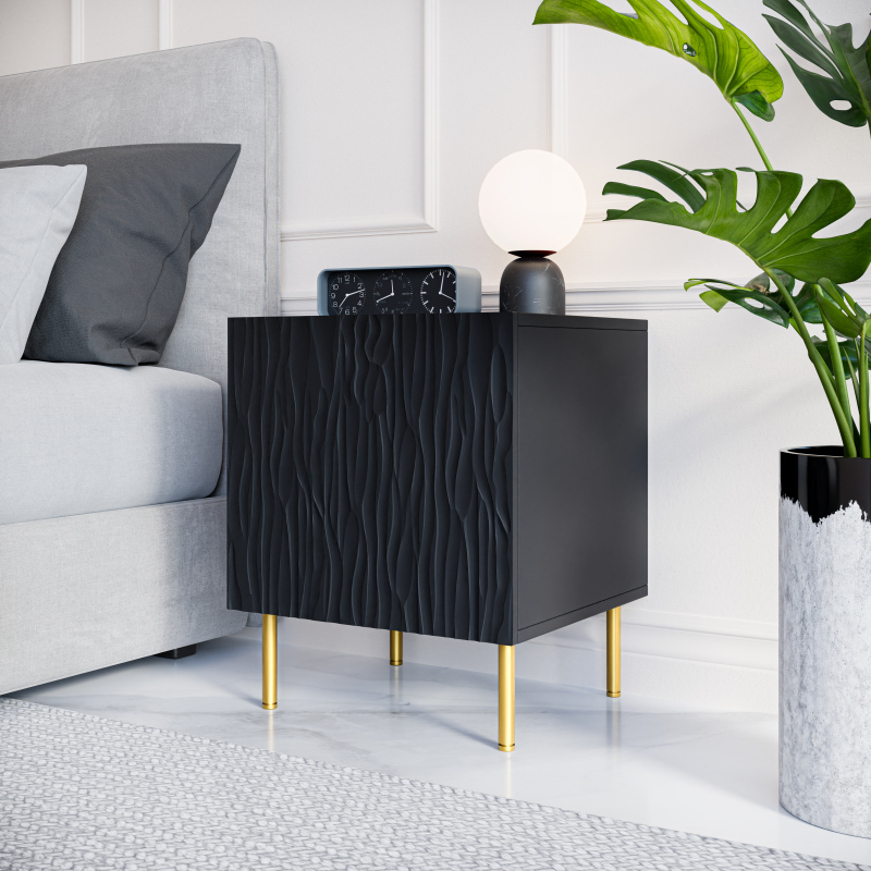 JUNGLE bed side cabinet (2pcs = 1 set ) black mat/ black mat