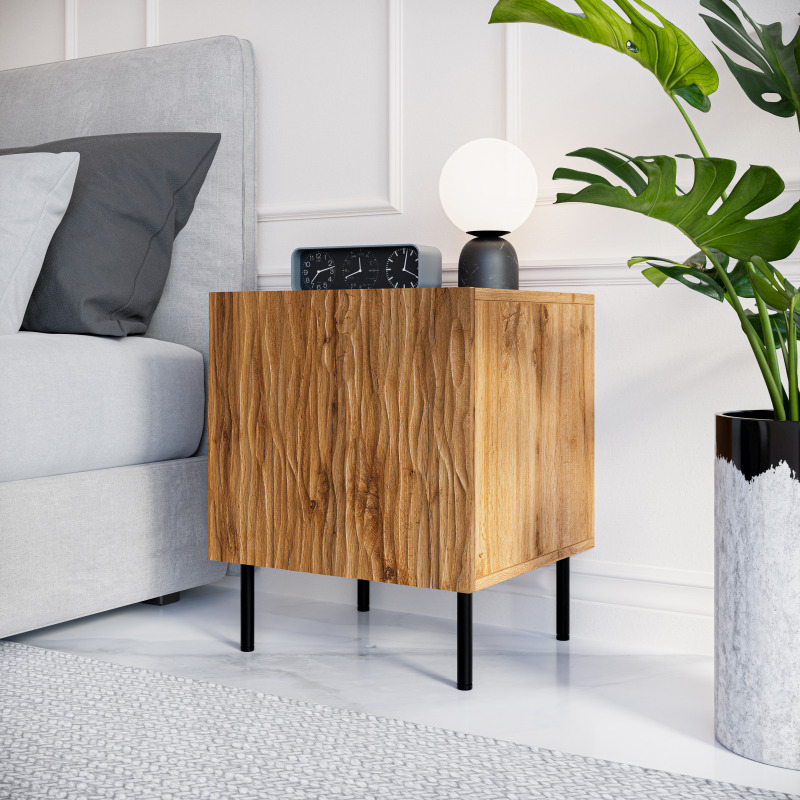JUNGLE bed side cabinet (2pcs = 1 set ) wotan oak mat/ black mat