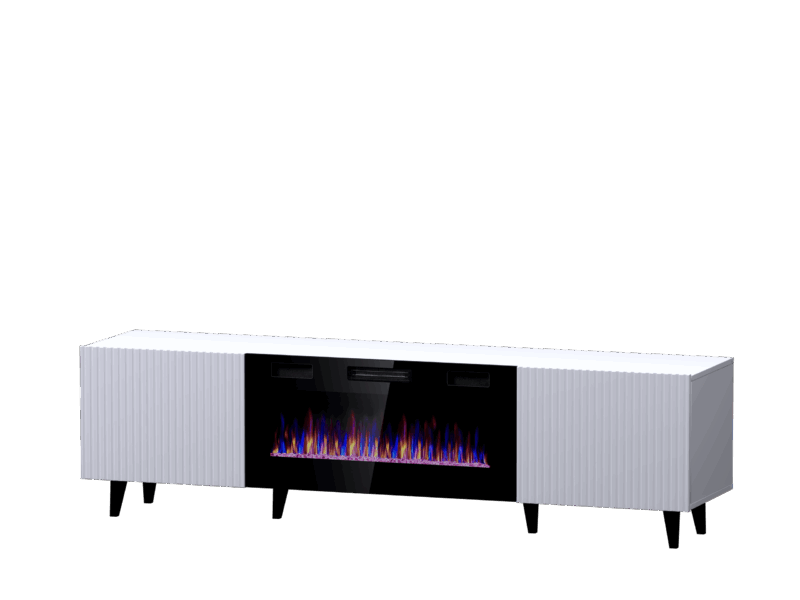 PAFOS EF TV stand 180 white/white with black legs - Image 4