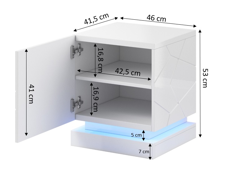 night cabinet gloss white/ gloss white ( set of 2 ) - Image 5