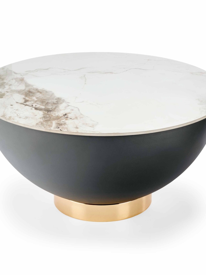CECILIA coffee table, white marble / grey / gold