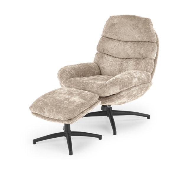 DARIO leisure chair, with stool, beige