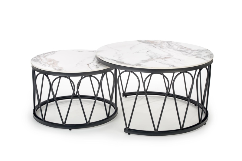 FORMOSA set of 2 coffee tables, white marble - Image 3