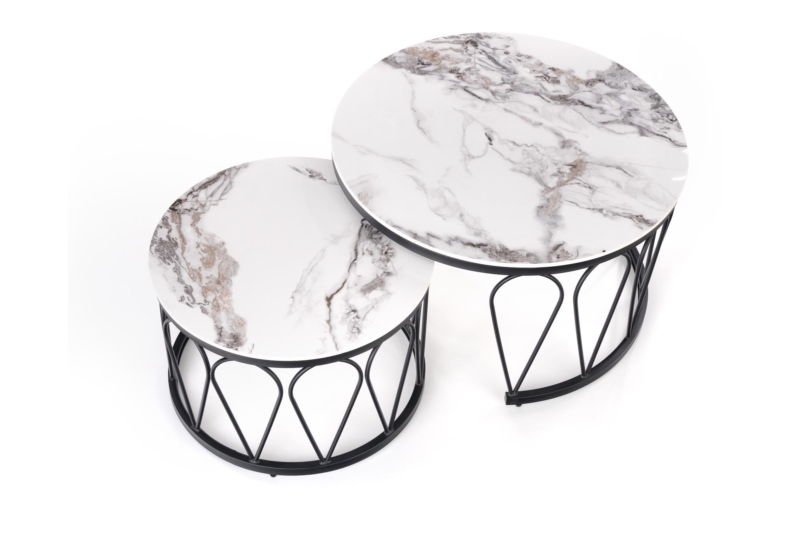 FORMOSA set of 2 coffee tables, white marble - Image 4