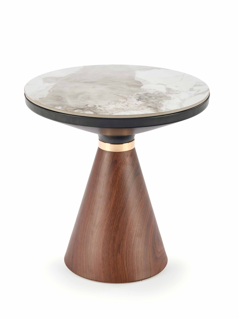 GENESIS_S coffee table, white marble / walnut / gold