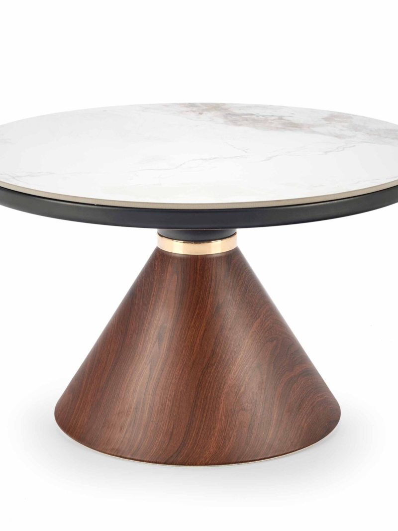 GENESIS coffee table, white marble / walnut / gold