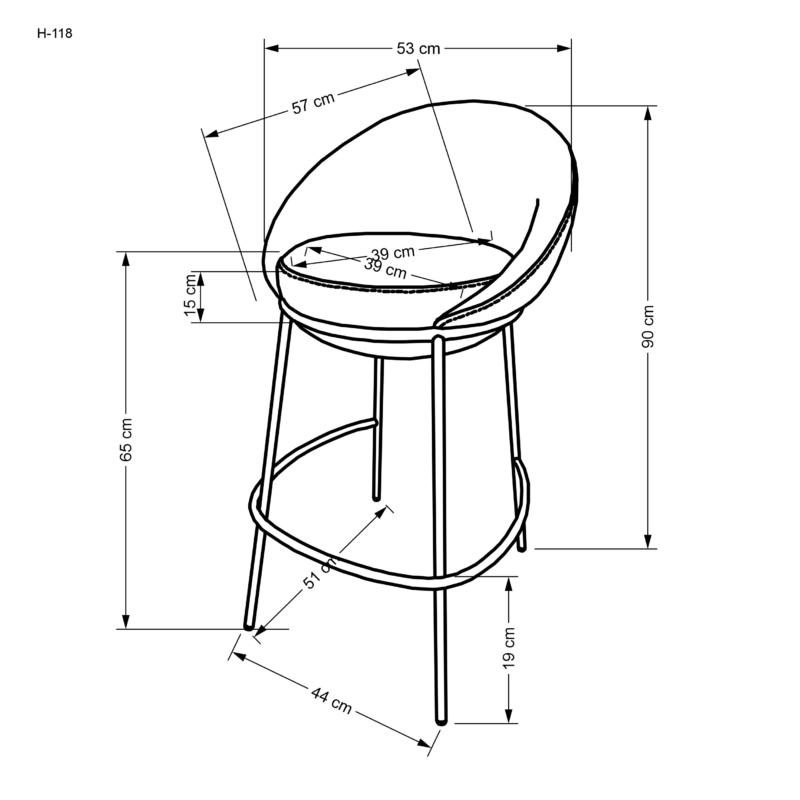 H118 bar stool, grey - Image 7