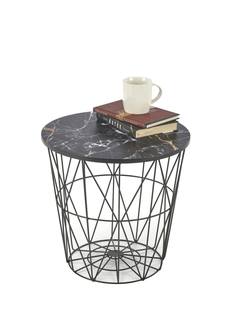HARISSA_B coffee table, frame - black, top - black marble
