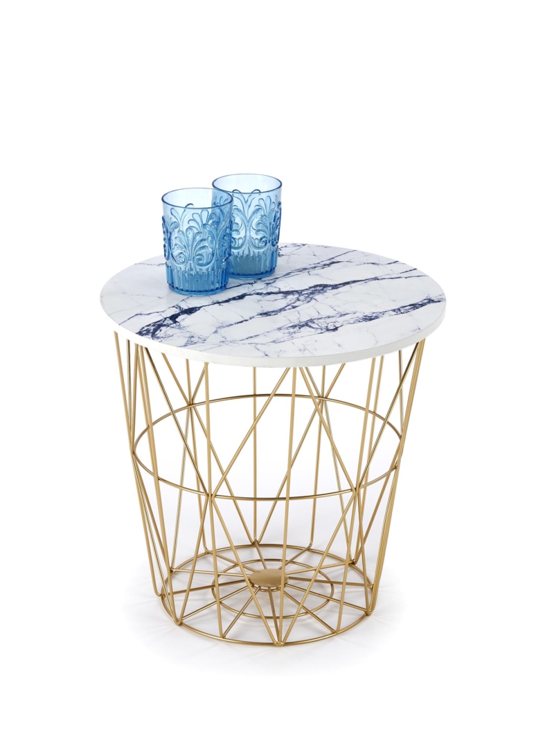 HARISSA_G coffee table, frame - black, top - white marble