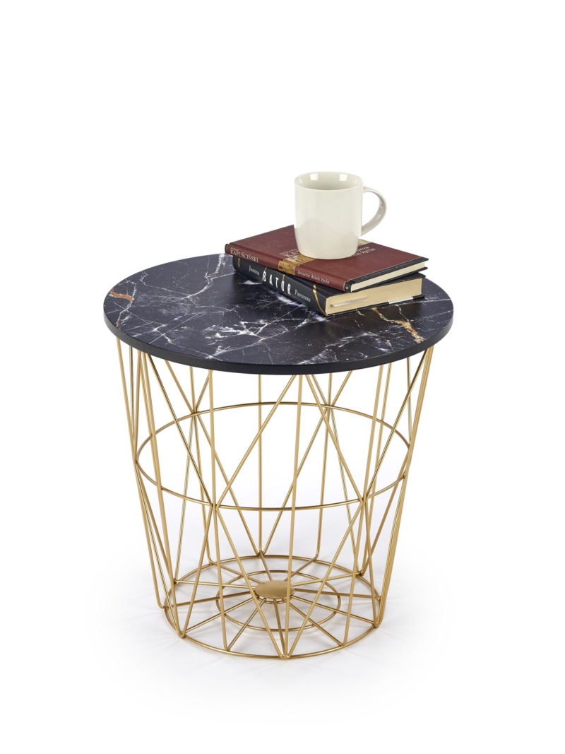 HARISSA_G coffee table, frame - gold, top - black marble