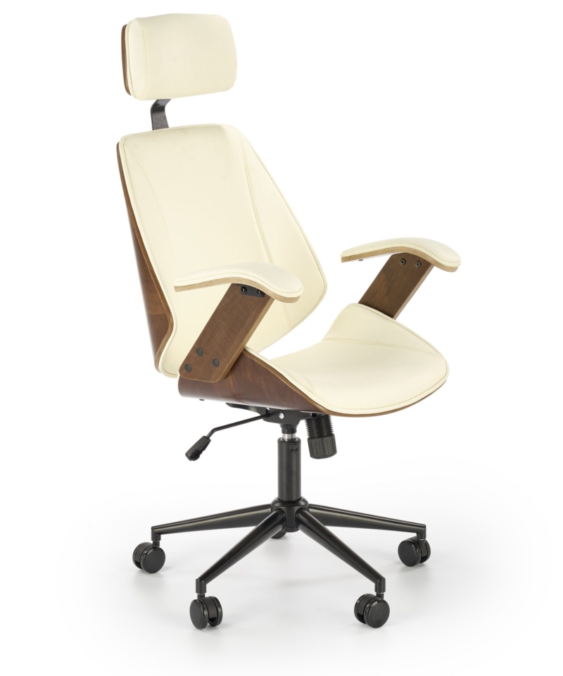 IGNAZIO swivel armchair, walnut/cream