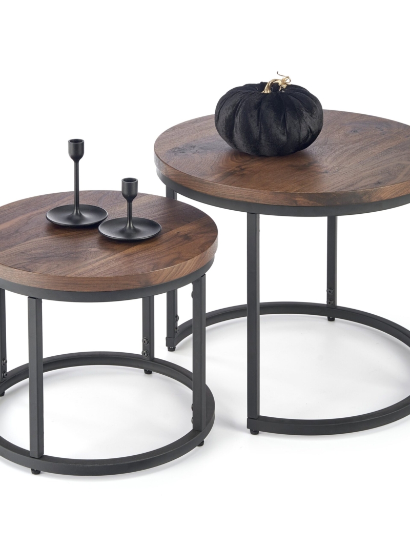 OREO set of two c. tables - walnut / black