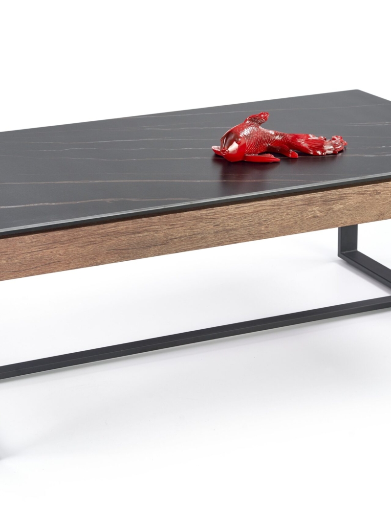 RAMONA coffee table, black marble / walnut